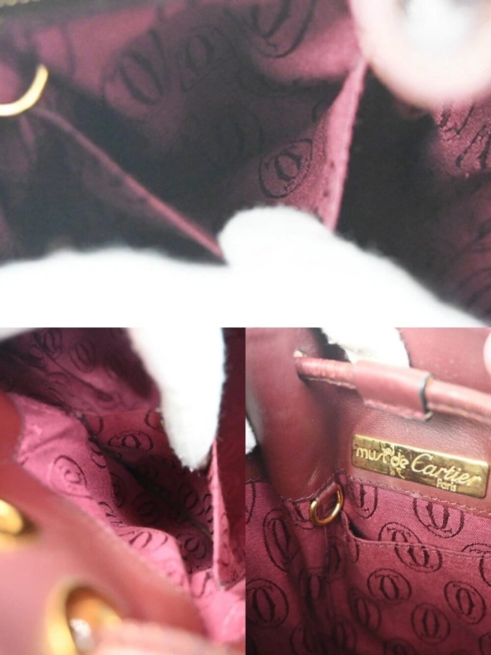 CARTIER Logo Tulip Bucket Drawstring Shoulder Bag Leather Red GHW Spain 35ZA374 - Picture 11 of 13